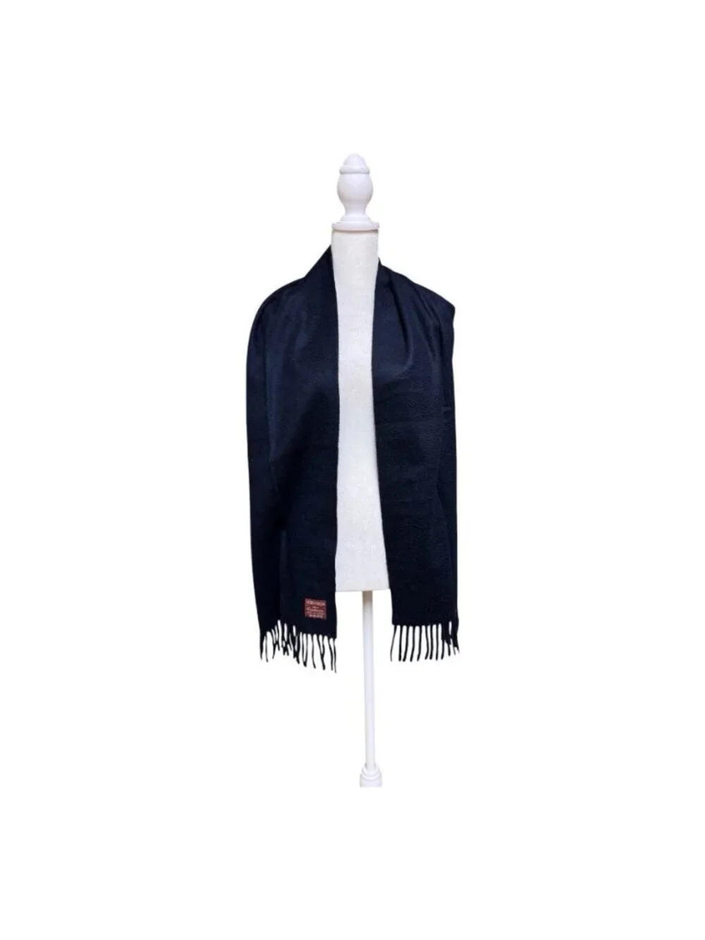 Nordstrom 100% Cashmere Navy Fringe Scarf Made in Germany Soft 62”